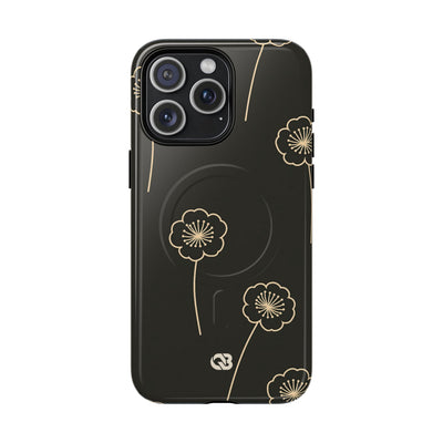 Black Tough 2.0 Magsafe Phone Case for iPhone - Obsidian Sand Petals