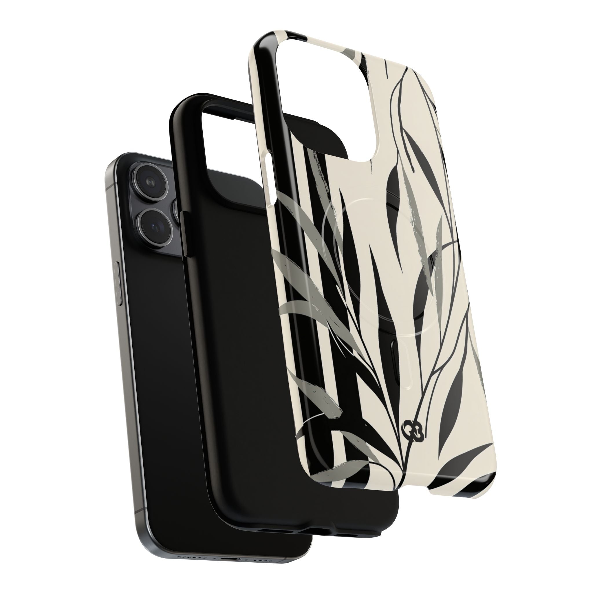 Beige Tough 2.0 Magsafe Phone Case for iPhone - Soot Leaf Sketch