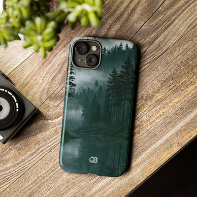 Green Tough Phone Case for iPhone - Misty Evergreen Mirror