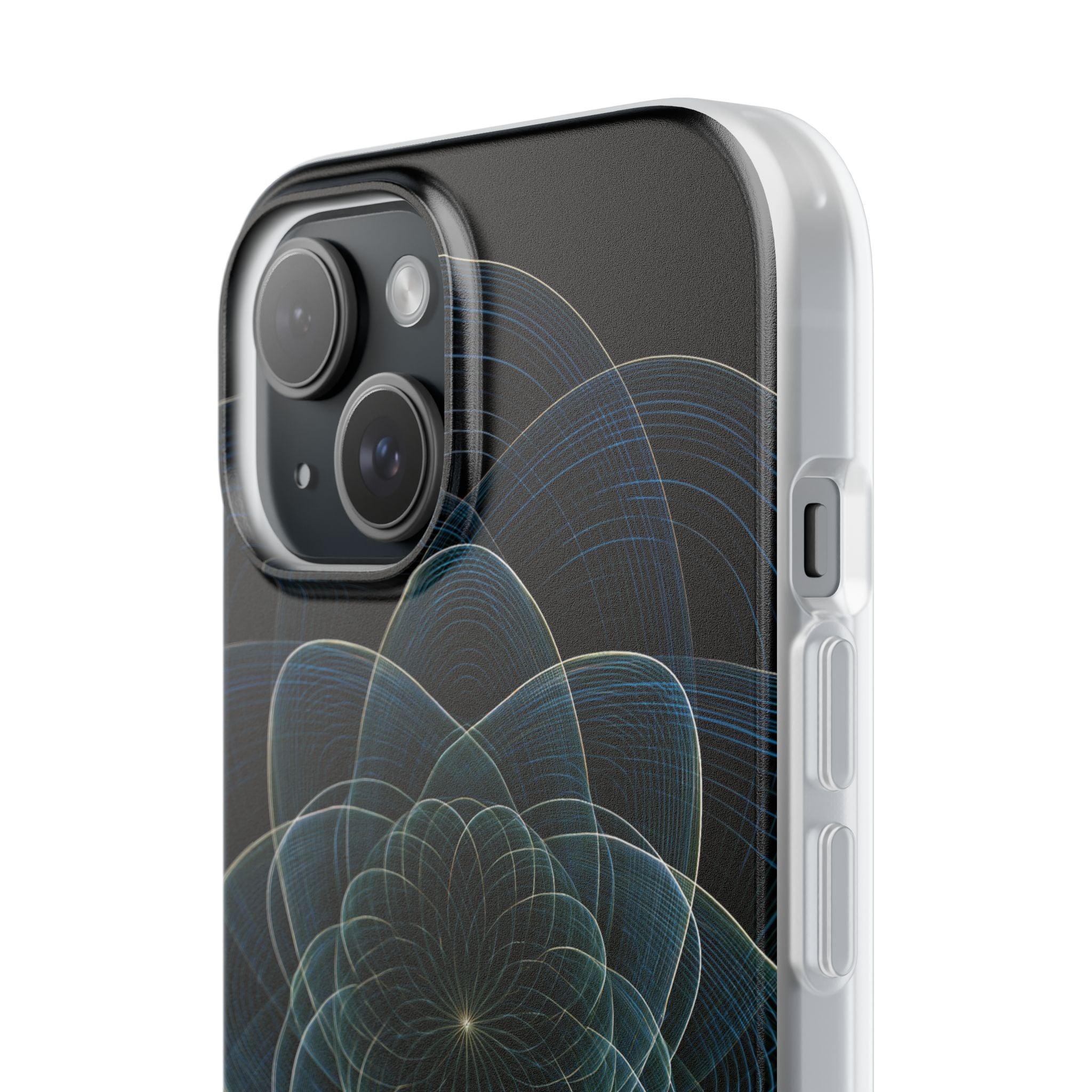 Blue Lite Phone Case for iPhone - Celestial Wireframe Bloom
