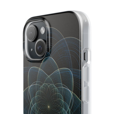 Blue Lite Phone Case for iPhone - Celestial Wireframe Bloom