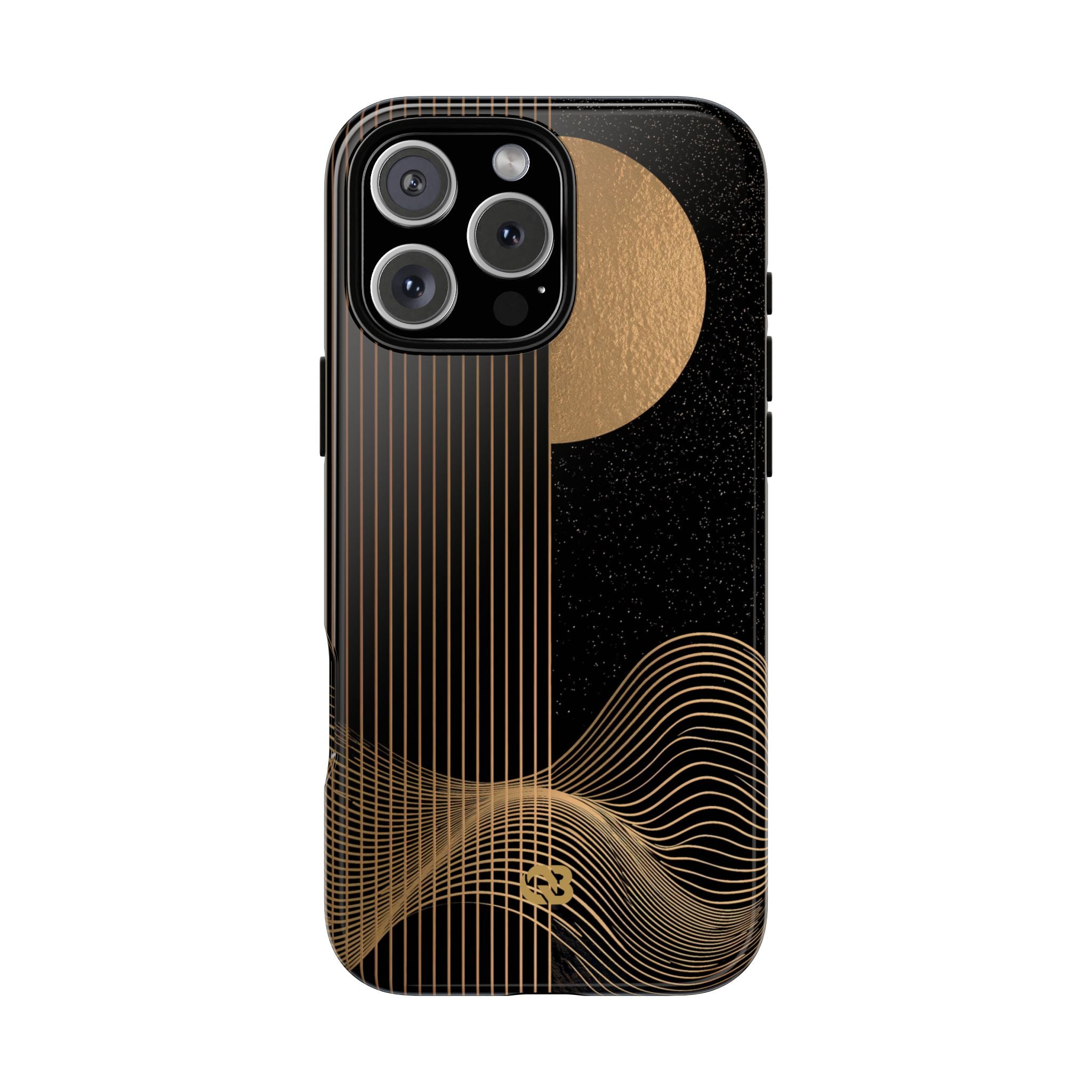 Gold Tough Phone Case for iPhone - Gilded Obsidian Dunes