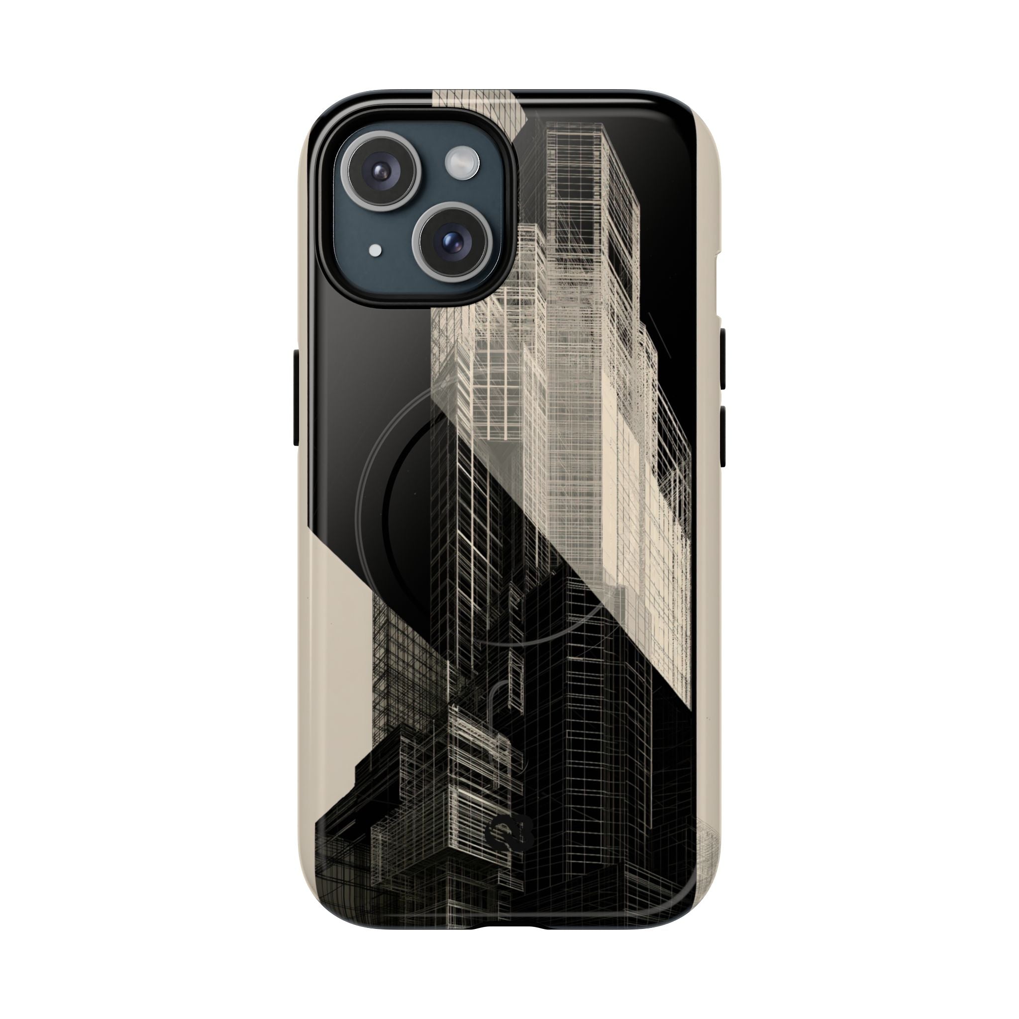 Beige Tough 2.0 Magsafe Phone Case for iPhone - Monolith Urban Grid