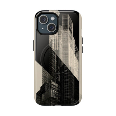Beige Tough 2.0 Magsafe Phone Case for iPhone - Monolith Urban Grid