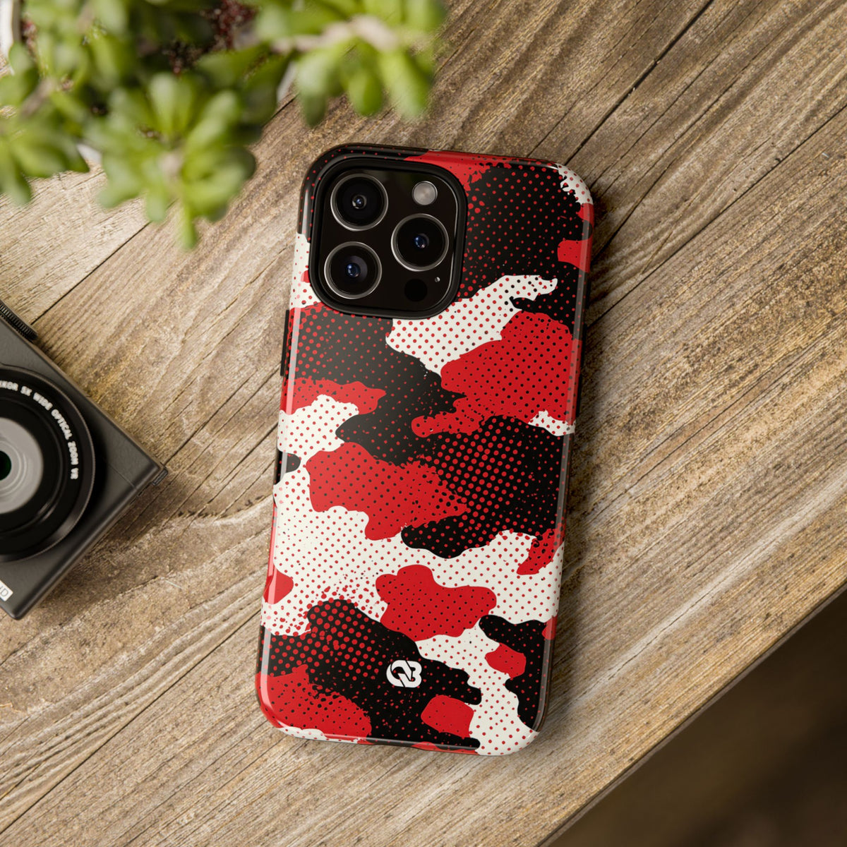 Crimson Halftone Camo · Tough Phone Case for iPhone · Red