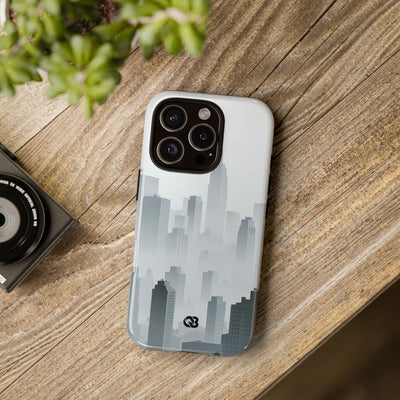 Grey Tough Phone Case for iPhone - Steel Mist Skyline