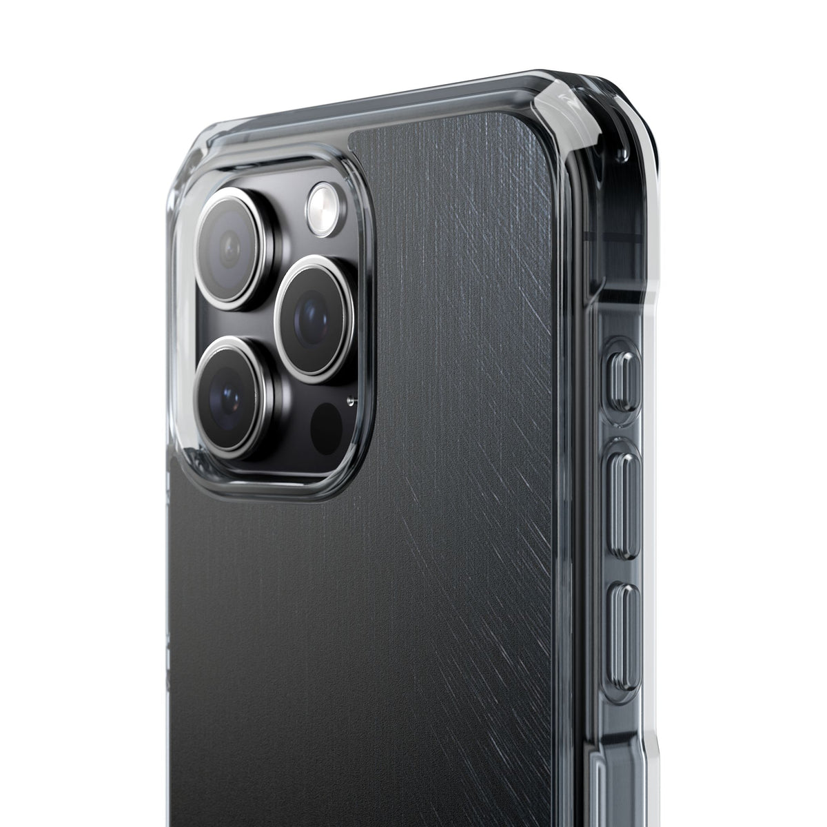 Brushed Obsidian Steel · Clear Impact Magnetic Phone Case for iPhone ·  Black