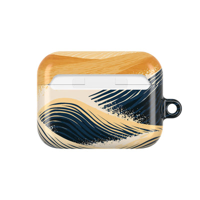 Golden Horizon Waves · Hard Case for AirPods & AirPods Pro · Blue