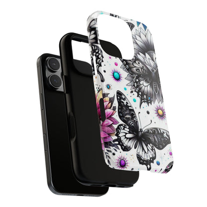 Monochrome Schmetterlinge Sonnenbeschienene iPhone 16 Pro Case - Tough