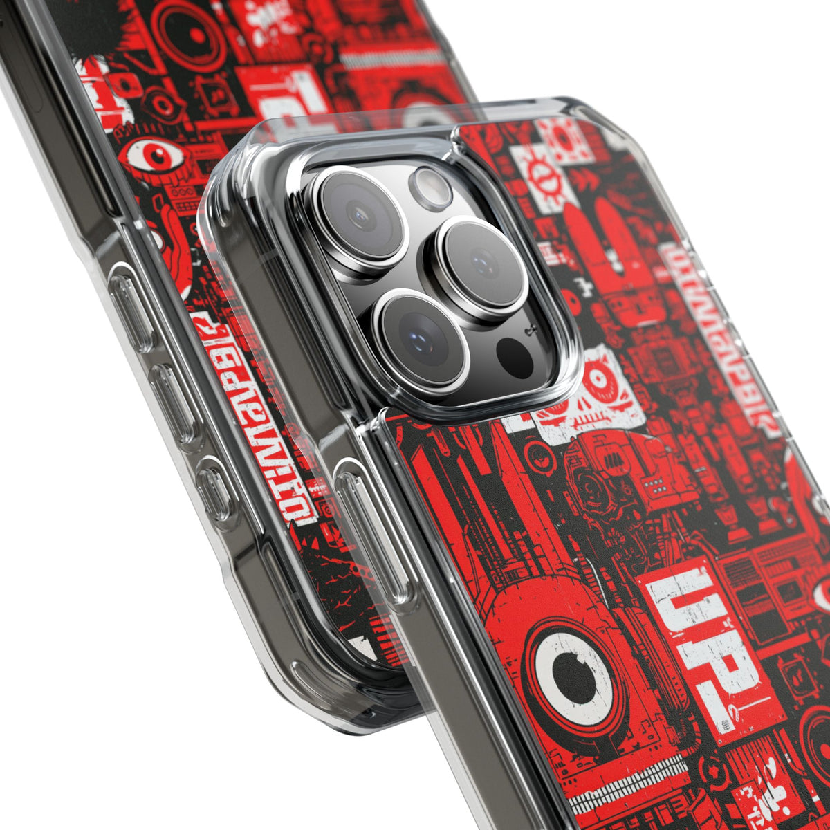 Neo Mecha Collage · Clear Impact Magnetic Phone Case for iPhone · Red