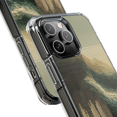 Beige Impact MagSafe Phone Case for iPhone - Veridian Data Ridge