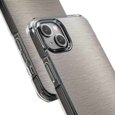 Grey Impact MagSafe Phone Case for iPhone - Brushed Nickel Linen