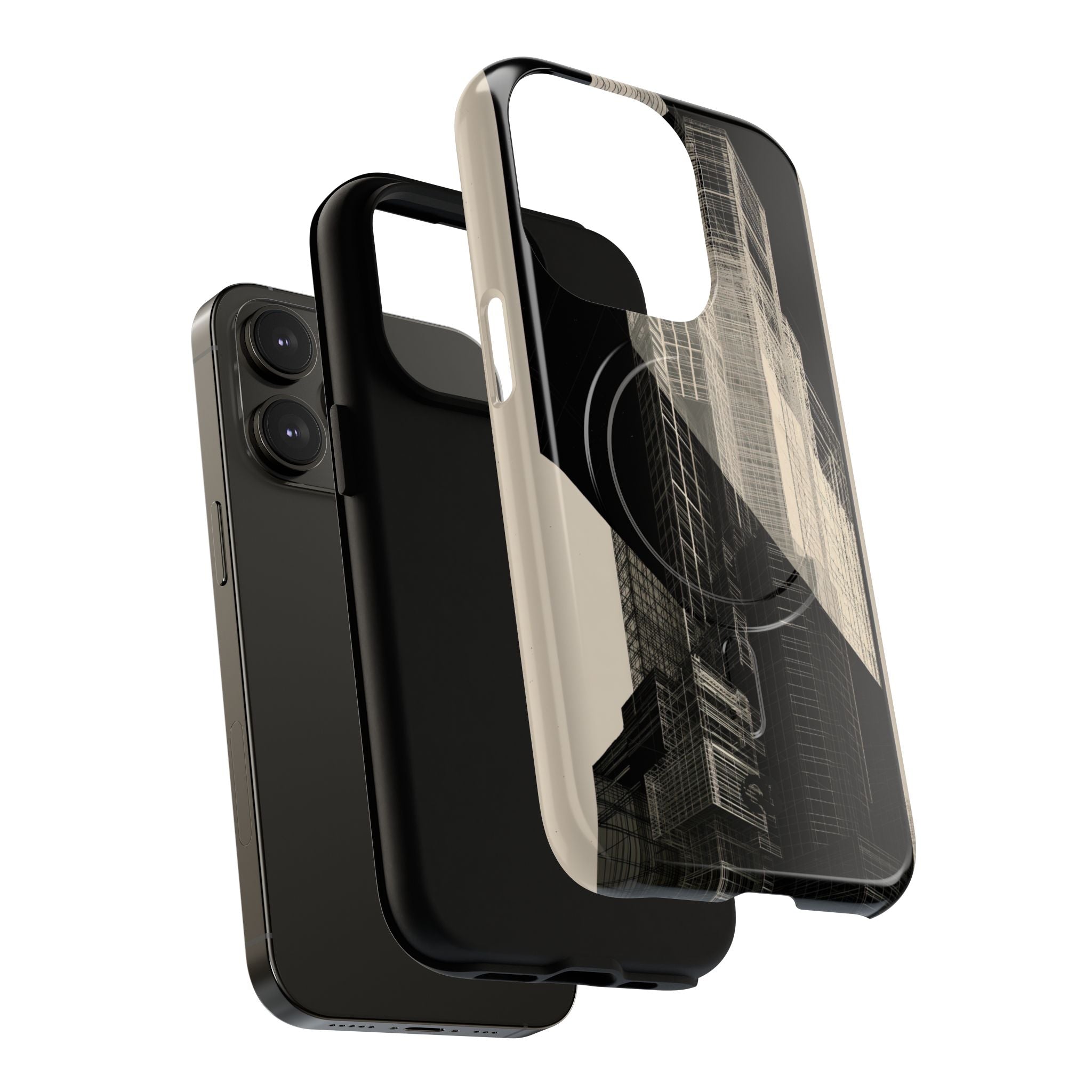 Beige Tough 2.0 Magsafe Phone Case for iPhone - Monolith Urban Grid