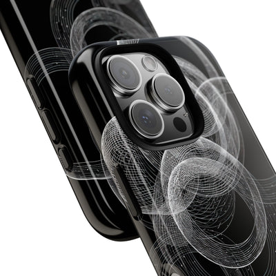 Black Tough Phone Case for iPhone - Kinetic Wireframe Orbit