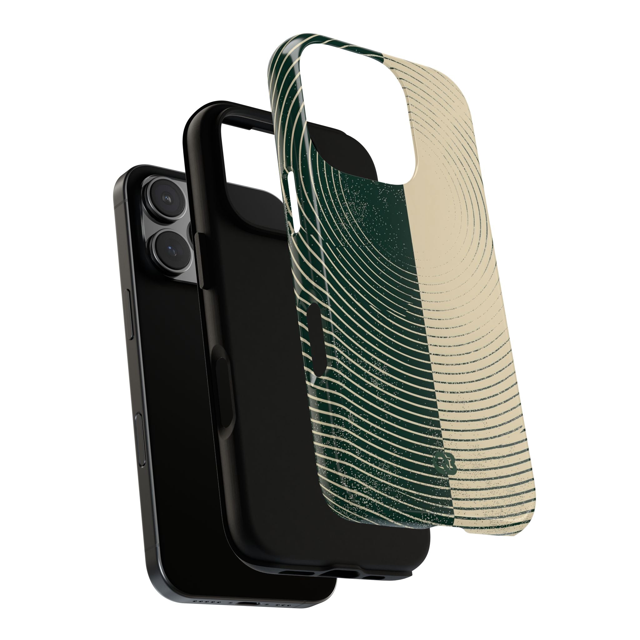 Green Tough Phone Case for iPhone - Evergreen Split Grain