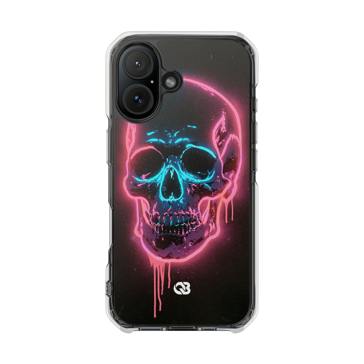 Neon Drip Skull · Clear Impact Magnetic Phone Case for iPhone · Black