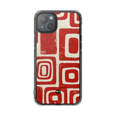 Vermilion Block Motif · Clear Impact Magnetic Phone Case for iPhone · Red