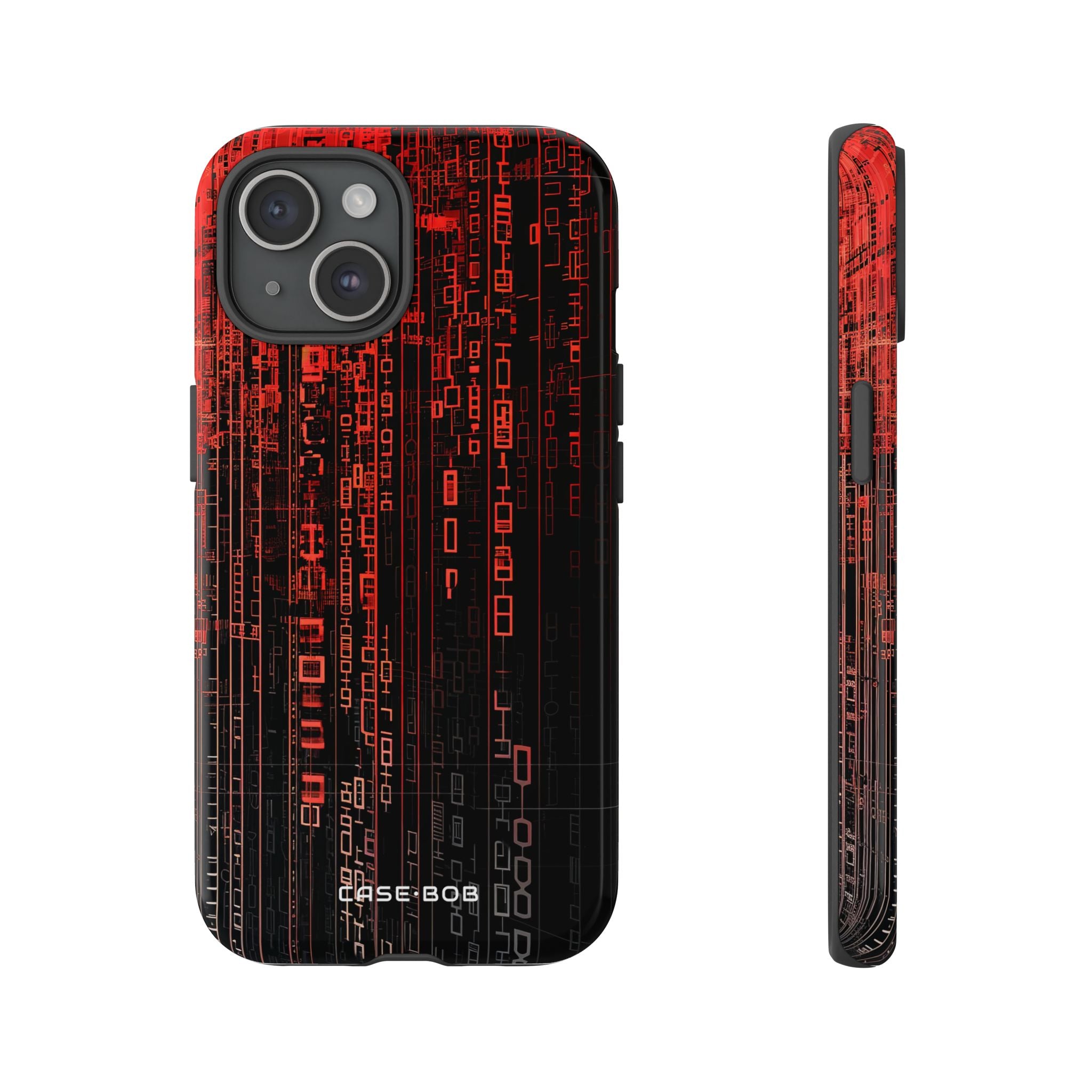Crimson Glyphs iPhone 15 Case - Tough