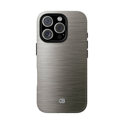 Grey Tough Phone Case for iPhone - Brushed Industrial Steel