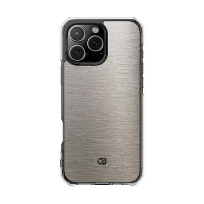 Brushed Silver Alloy · Clear Impact Magnetic Phone Case for iPhone ·  Silver