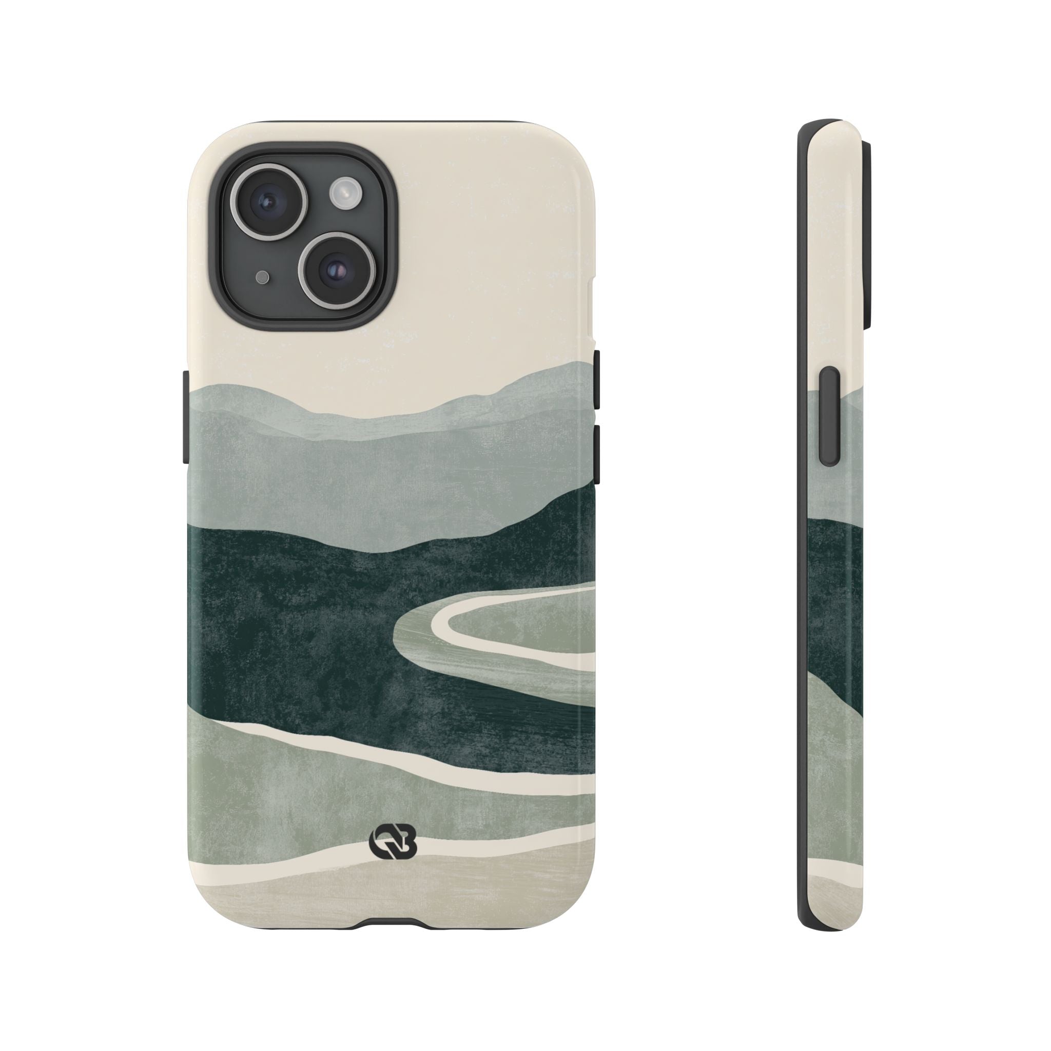 Green Tough Phone Case for iPhone - Misty Sage Valley