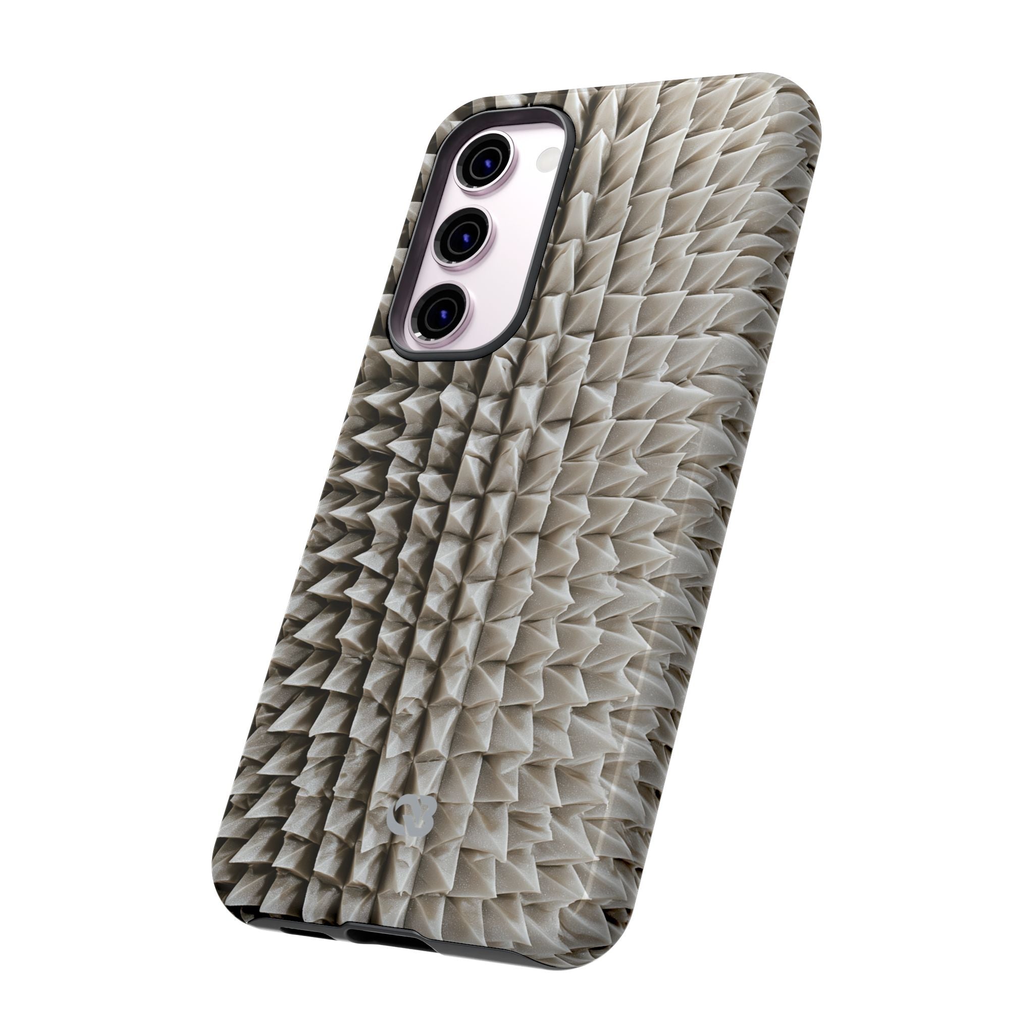 Beige Tough Phone Case for Samsung - Bone Spiked Grid