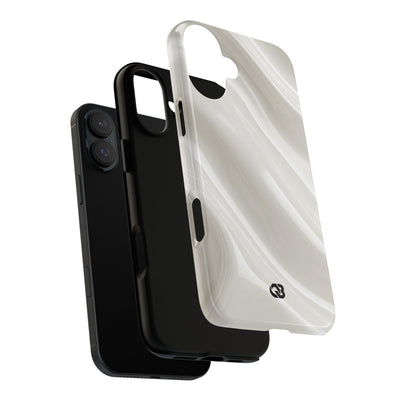 White Tough Phone Case for iPhone - Polished Ivory Wave