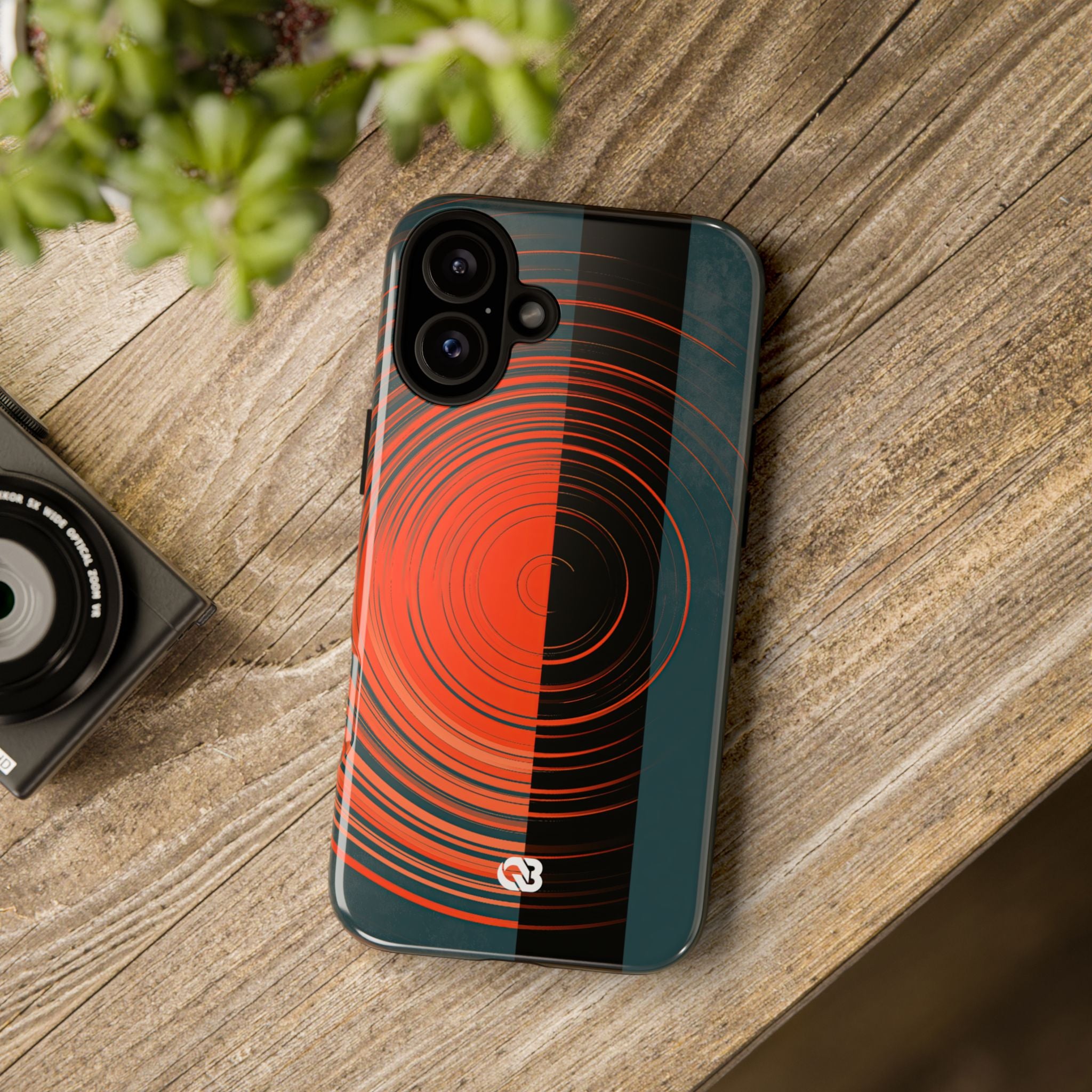Teal Tough Phone Case for iPhone - Burnt Slate Radial