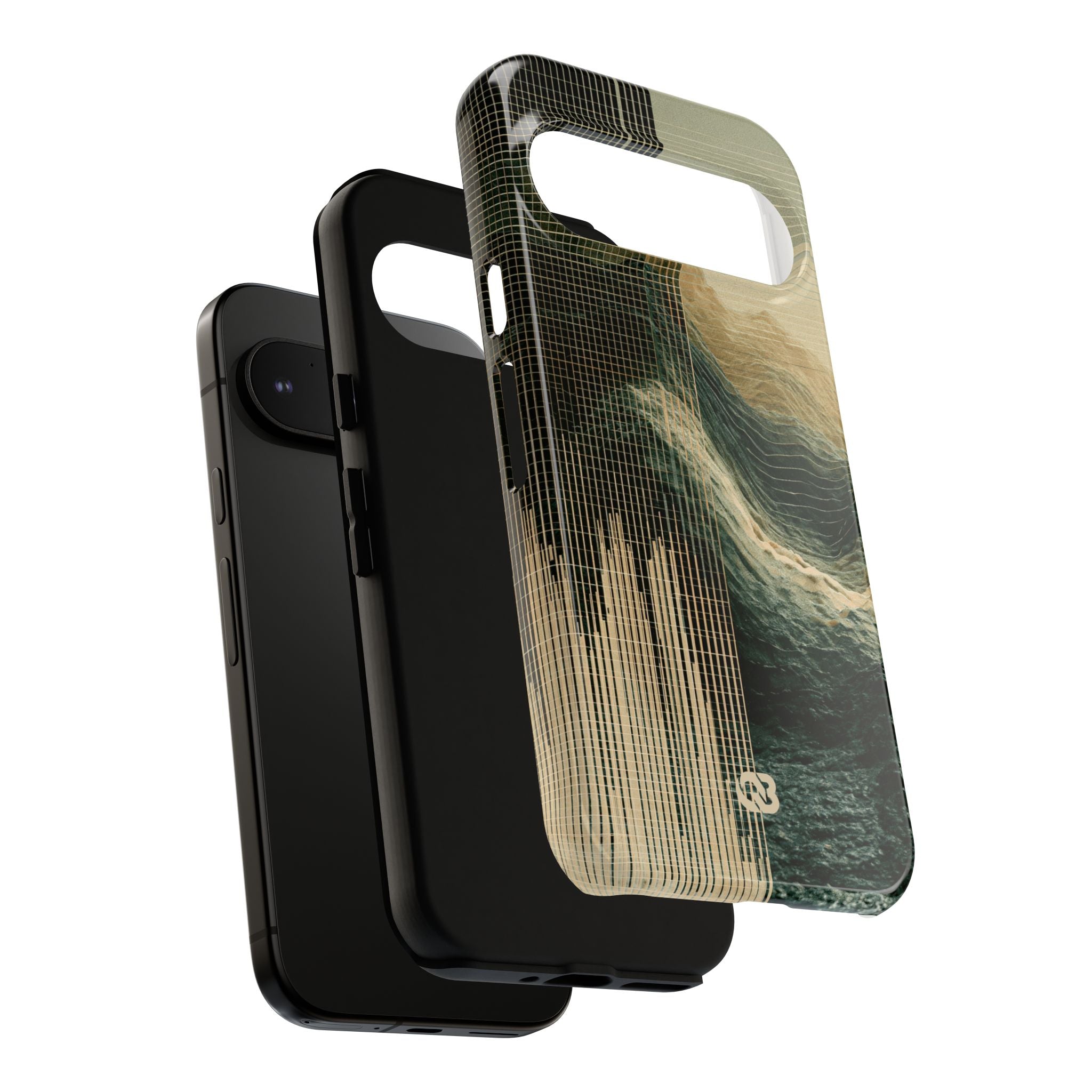 Beige Tough Phone Case for Google Pixel - Veridian Data Ridge