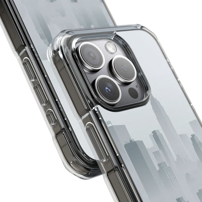 Grey Impact MagSafe Phone Case for iPhone - Steel Mist Skyline