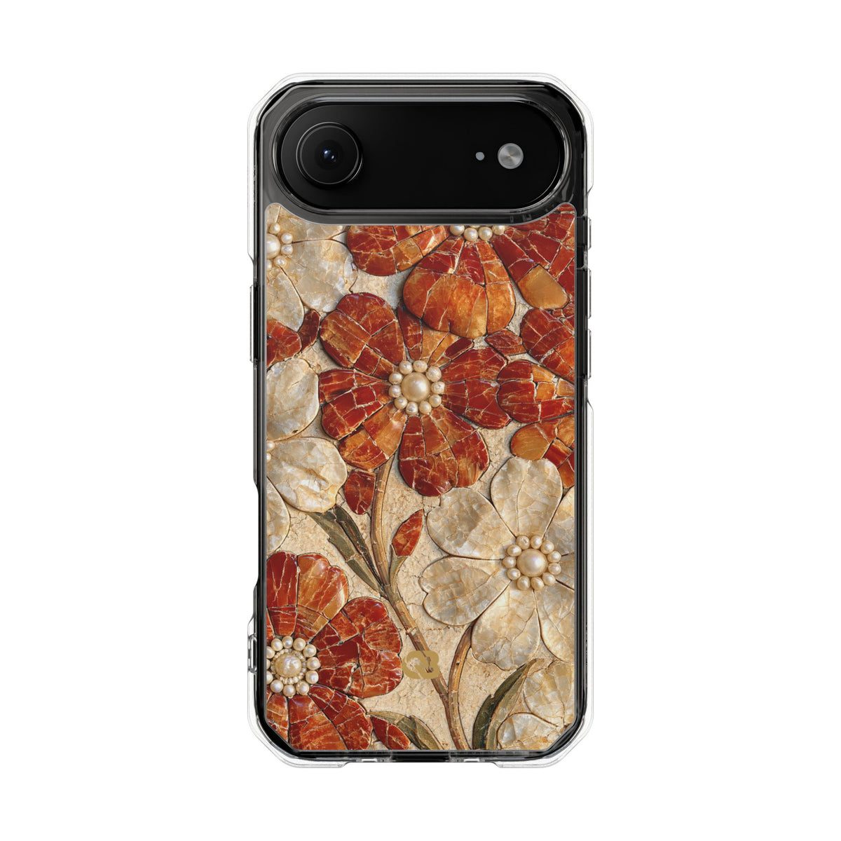 Carnelian Pearl Bloom · Clear Impact Magnetic Phone Case for iPhone · Orange