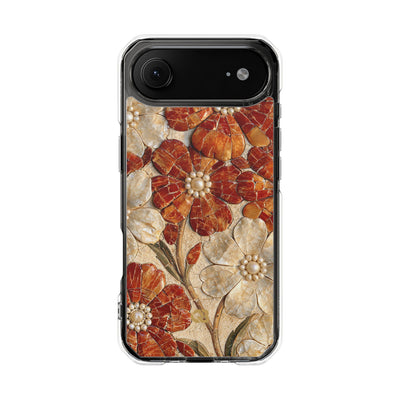 Carnelian Pearl Bloom · Clear Impact Magnetic Phone Case for iPhone · Orange
