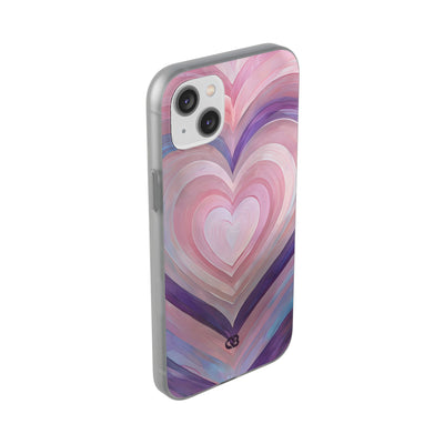 Lavender Pulse Hearts · Soft Mobilskal för iPhone