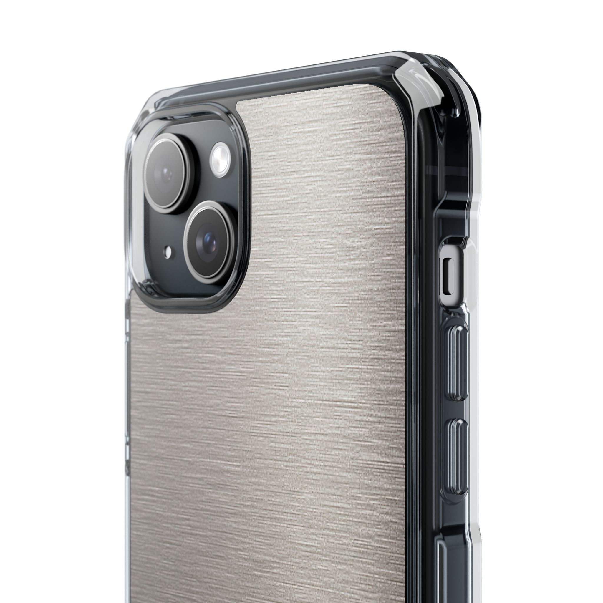 Grey Impact MagSafe Phone Case for iPhone - Brushed Nickel Linen