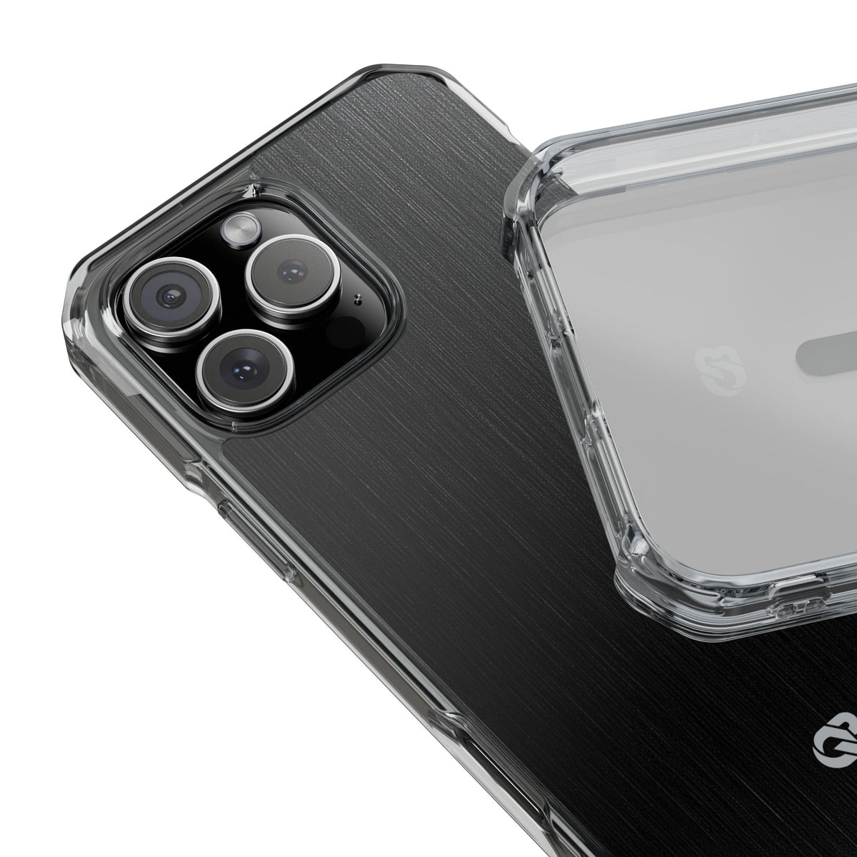 Obsidian Brushed Steel · Clear Impact Magnetic Phone Case for iPhone ·  Black