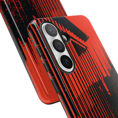 Red Tough Phone Case for Samsung - Crimson Brutalist Distortion