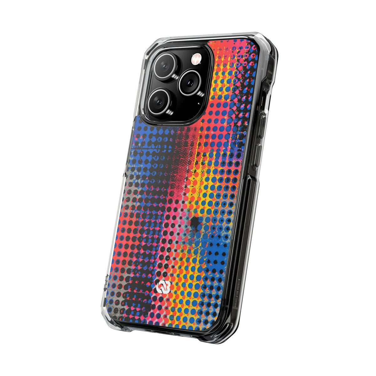 Chromatic Halftone Grid · Clear Impact Magnetic Phone Case for iPhone ·  Blue
