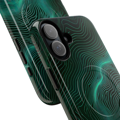 Teal Tough 2.0 Magsafe Phone Case for iPhone - Neon Jade Contour