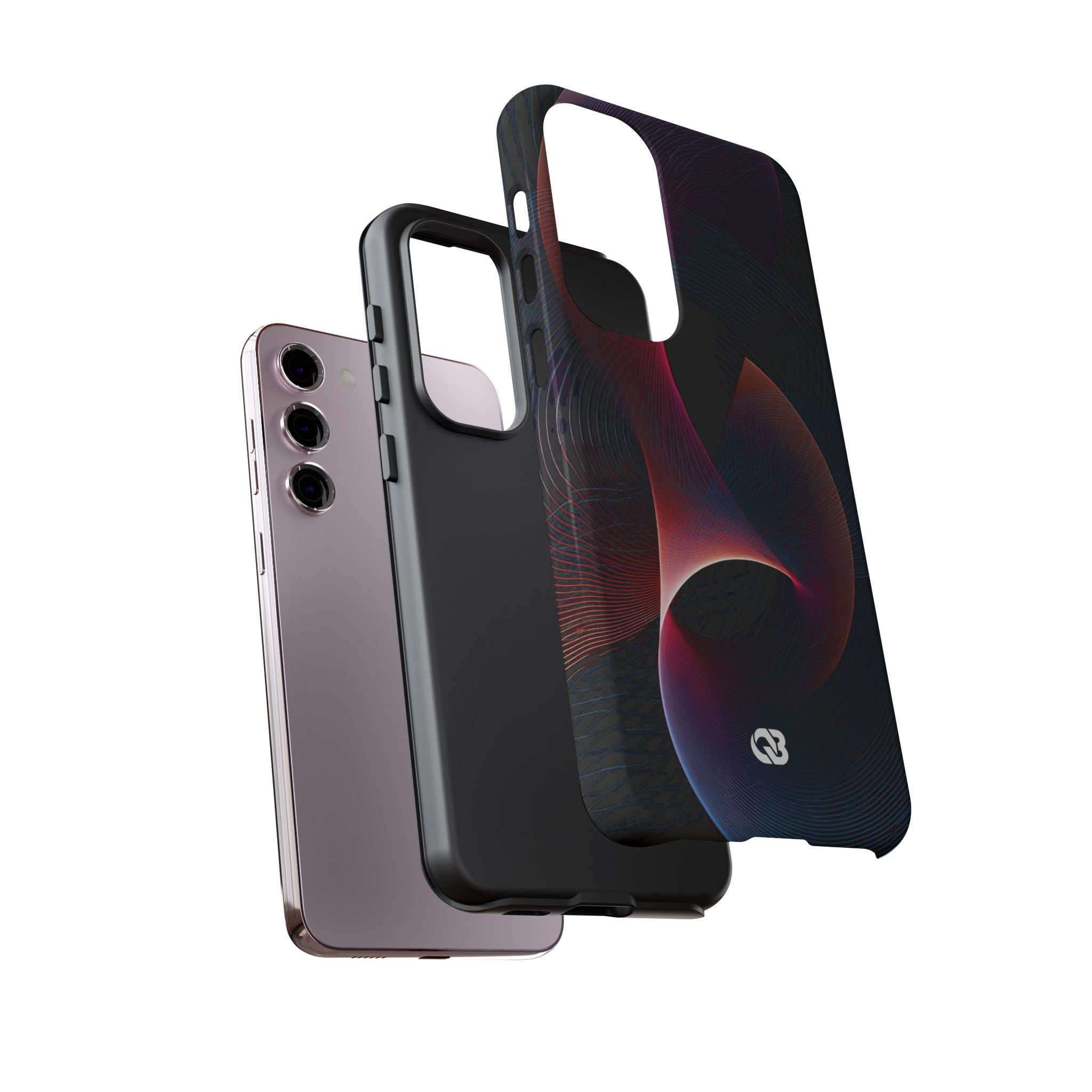 Black Tough Phone Case for Samsung - Cobalt Crimson Flux