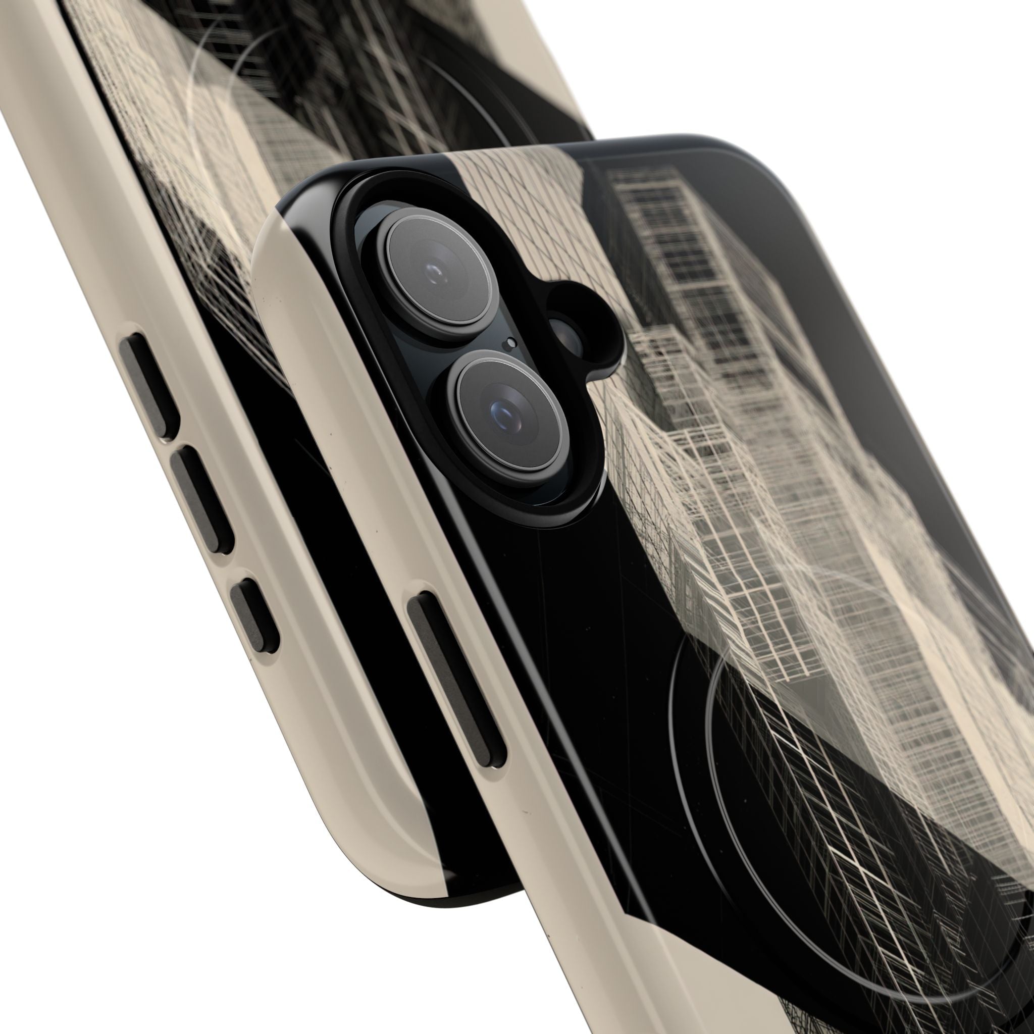Beige Tough 2.0 Magsafe Phone Case for iPhone - Monolith Urban Grid