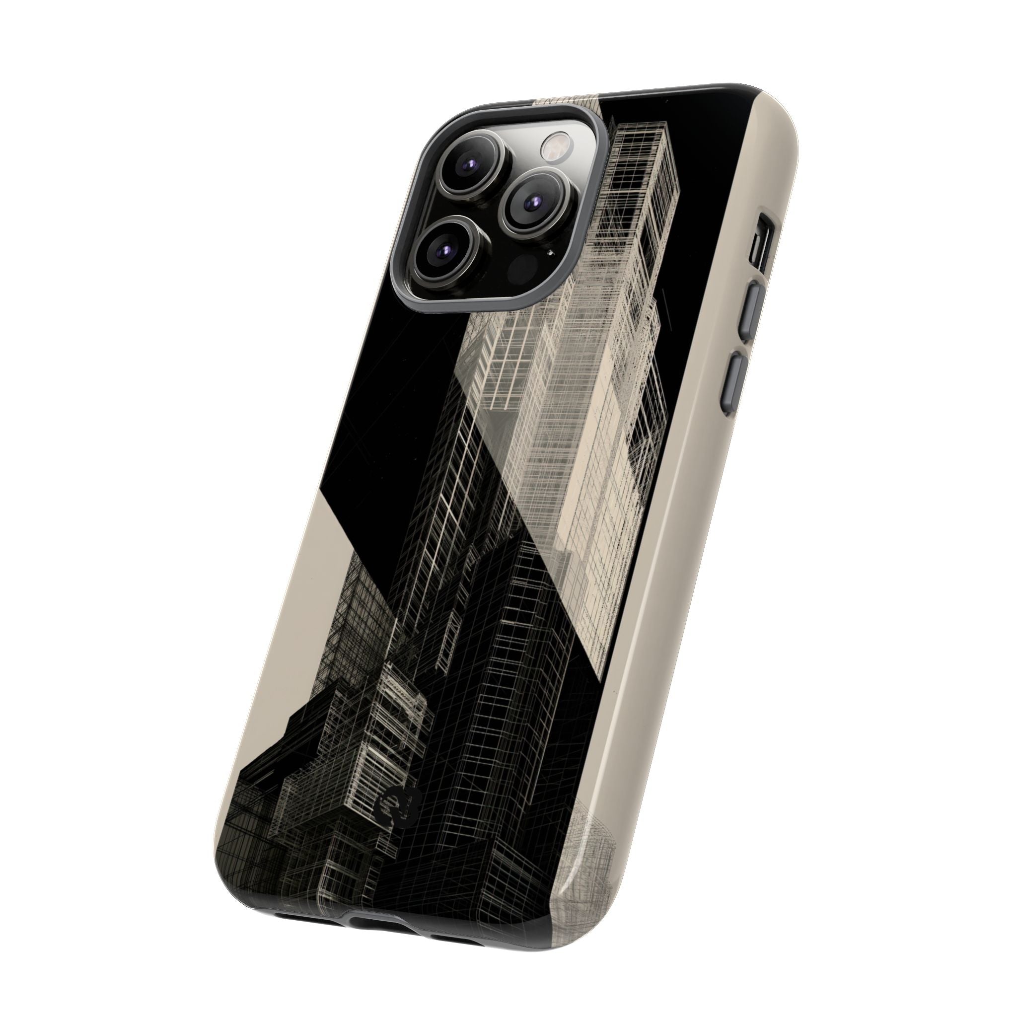 Beige Tough Phone Case for iPhone - Monolith Urban Grid