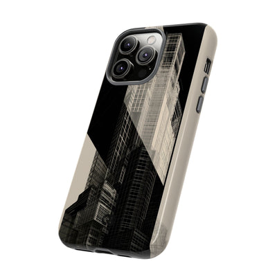 Beige Tough Phone Case for iPhone - Monolith Urban Grid