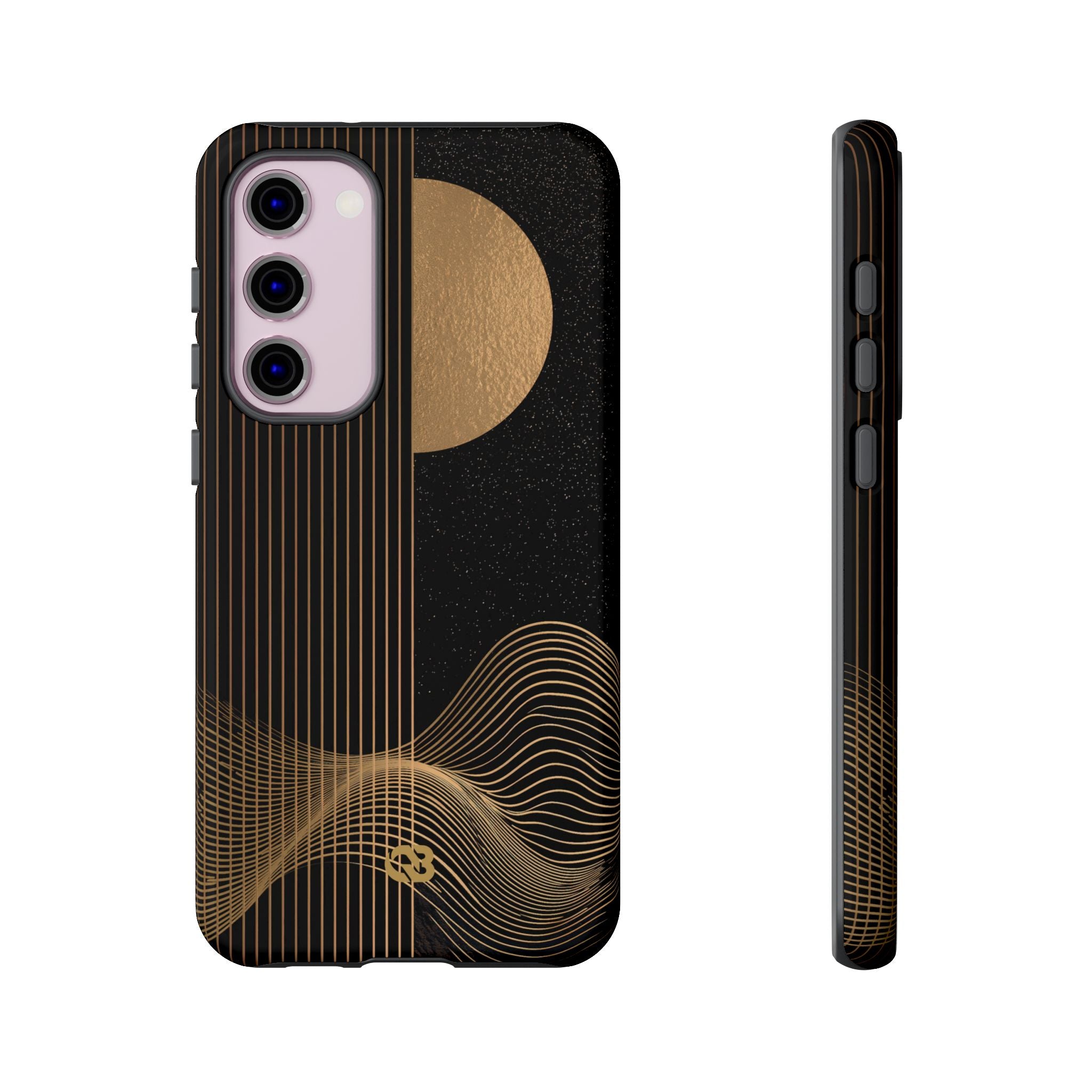 Gold Tough Phone Case for Samsung - Gilded Obsidian Dunes