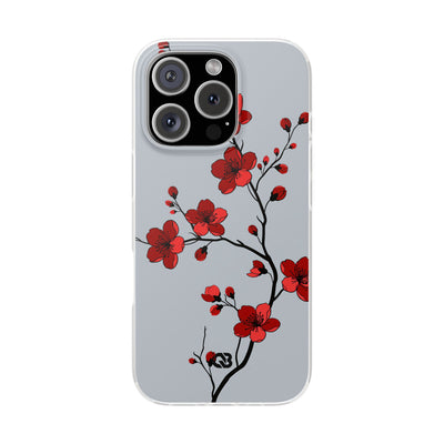 Grey Lite Phone Case for iPhone - Crimson Blossom Onyx
