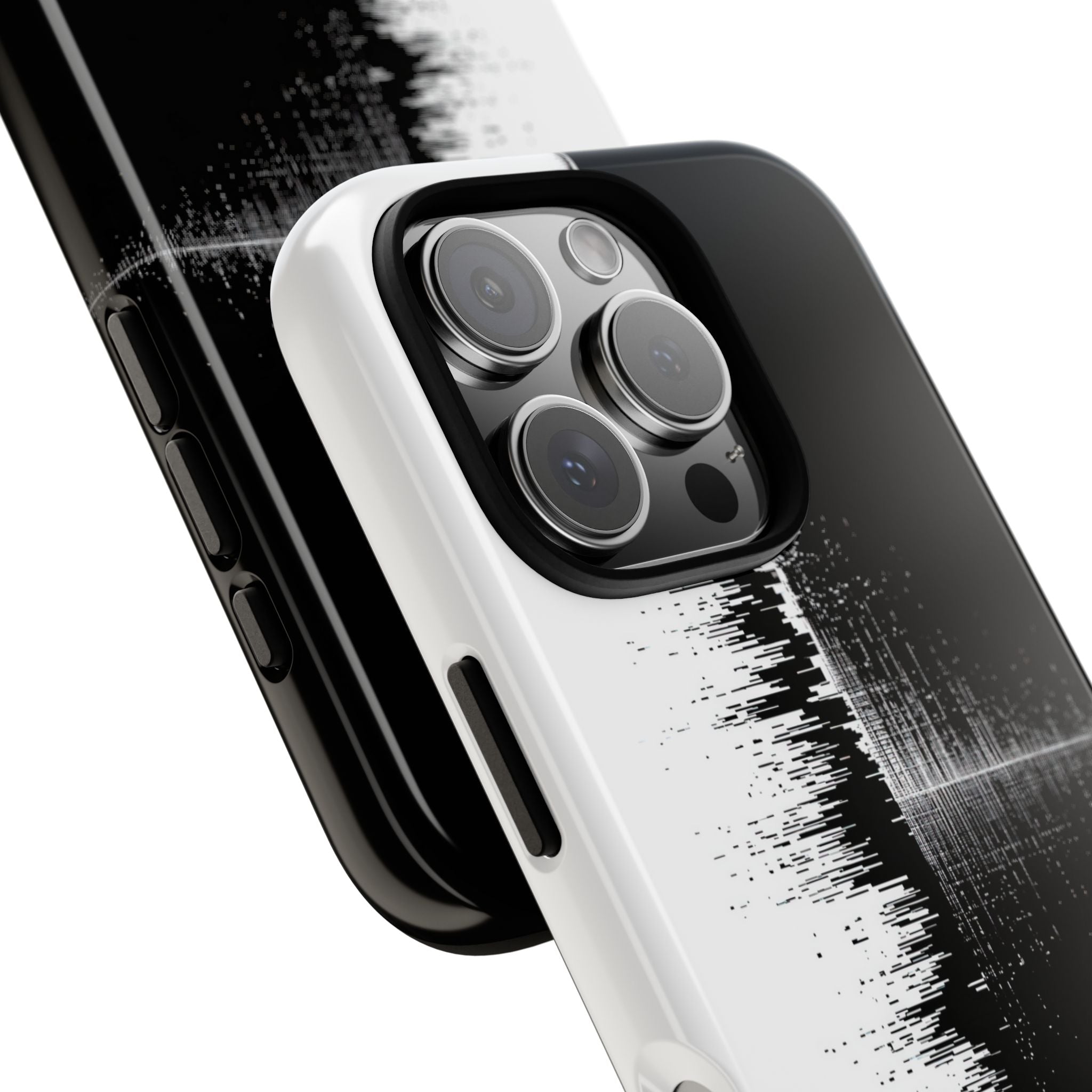 Black Tough Phone Case for iPhone - Static Signal Split
