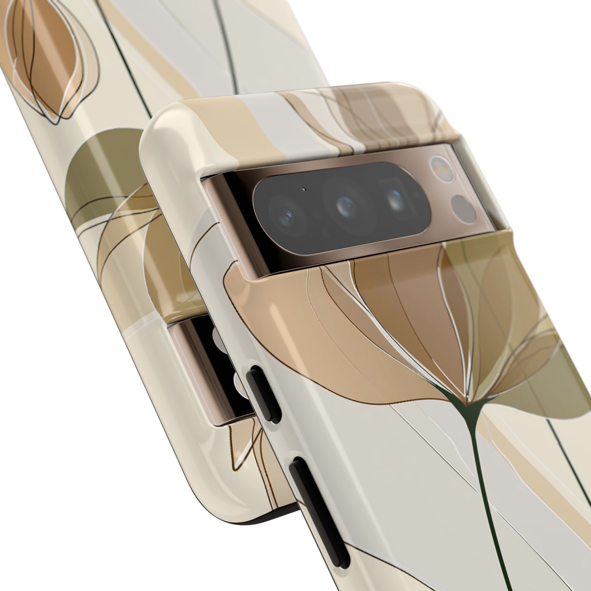 Beige Tough Phone Case for Google Pixel - Muted Ochre Petals