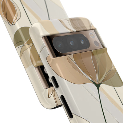 Beige Tough Phone Case for Google Pixel - Muted Ochre Petals