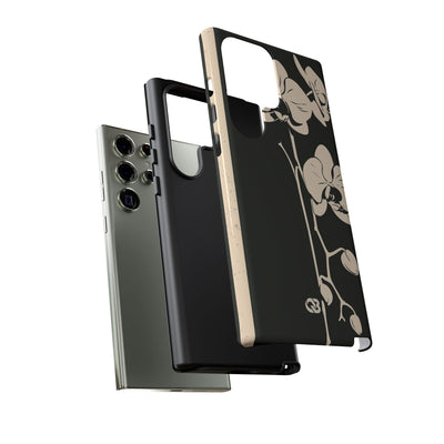 Black Tough Phone Case for Samsung - Obsidian Bone Orchid