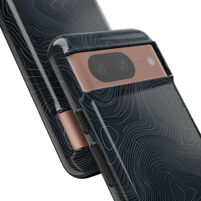 Black Tough Phone Case for Google Pixel - Obsidian Ridge Topo