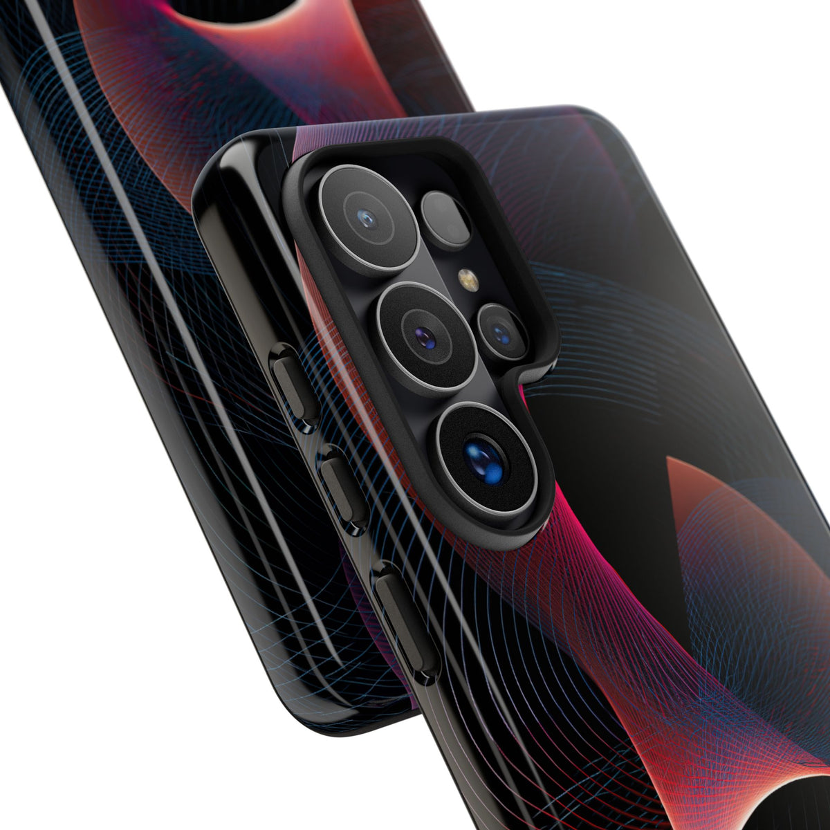 Black Tough Phone Case for Samsung - Cobalt Crimson Flux